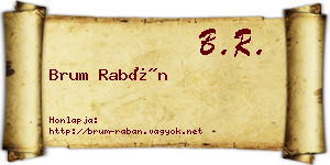 Brum Rabán névjegykártya